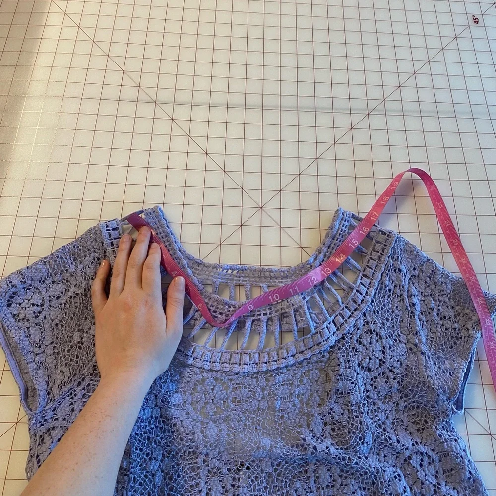 Free People Lavender purple lace floral crochet swing dress size Medium